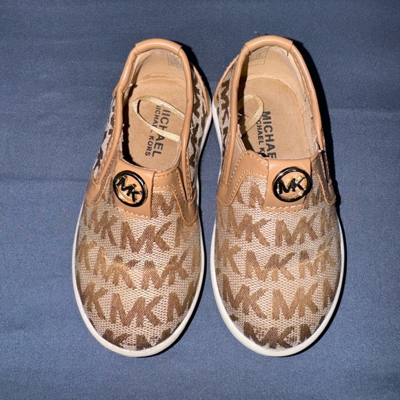 Michael Kors Other - Toddler Girls Michael Kors Tan Monogram Slip On Sneakers EUC**